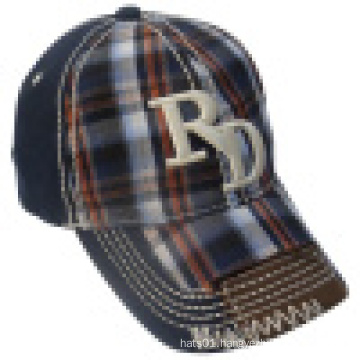 Washed Sport Cap with Checker Fabric 13wd20